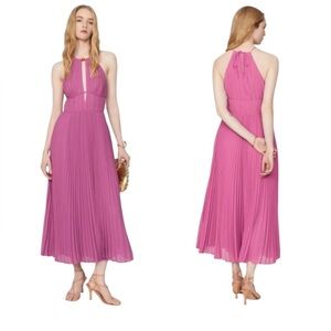 Jonathan Simkai Carli Pink Pleated Midi Dress
